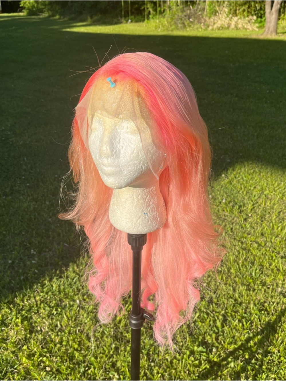 Human Hair Custom Pink Flamingo Swirl Pastel Melt 22” Lace Front Wig🦩